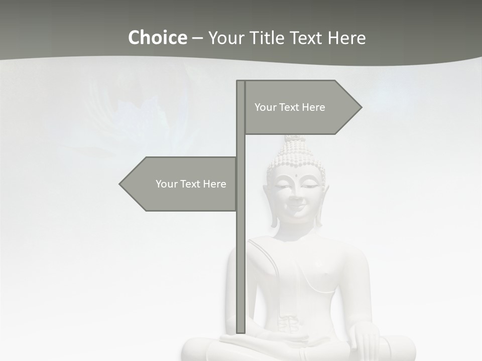A Buddha Statue Sitting On Top Of A White Table PowerPoint Template
