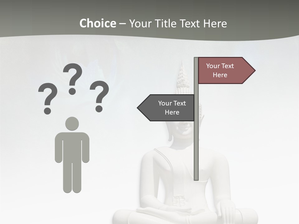 A Buddha Statue Sitting On Top Of A White Table PowerPoint Template