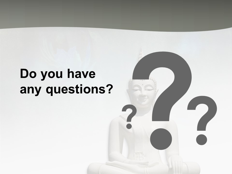 A Buddha Statue Sitting On Top Of A White Table PowerPoint Template