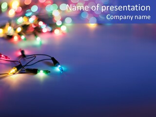 A Group Of Lights On A Table With A Blue Background PowerPoint Template