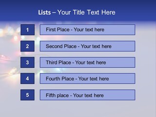 A Group Of Lights On A Table With A Blue Background PowerPoint Template