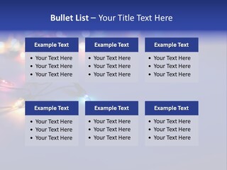 A Group Of Lights On A Table With A Blue Background PowerPoint Template