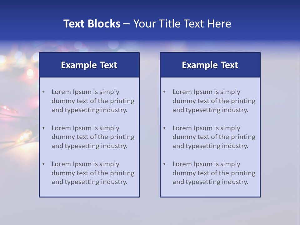A Group Of Lights On A Table With A Blue Background PowerPoint Template