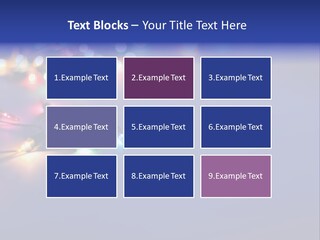 A Group Of Lights On A Table With A Blue Background PowerPoint Template