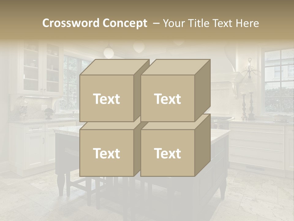 A Large Kitchen With A Center Island In The Middle Of It PowerPoint Template
