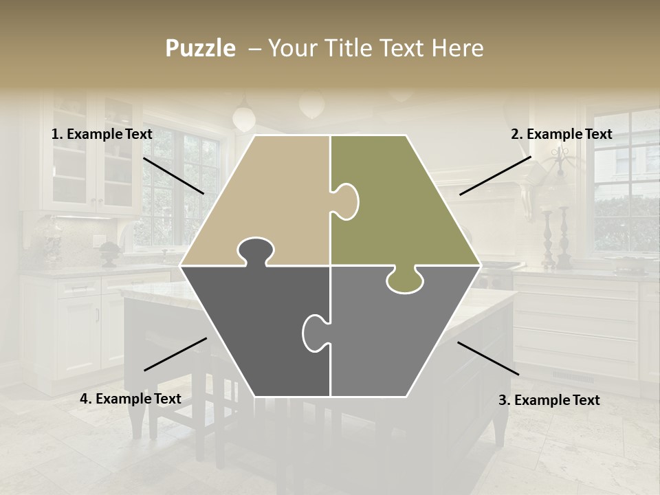 A Large Kitchen With A Center Island In The Middle Of It PowerPoint Template