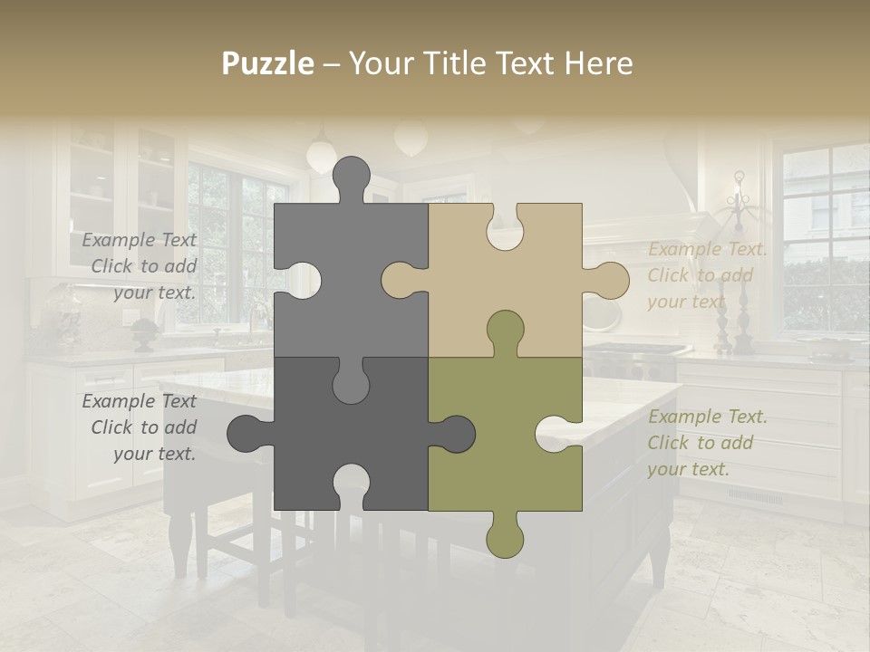 A Large Kitchen With A Center Island In The Middle Of It PowerPoint Template