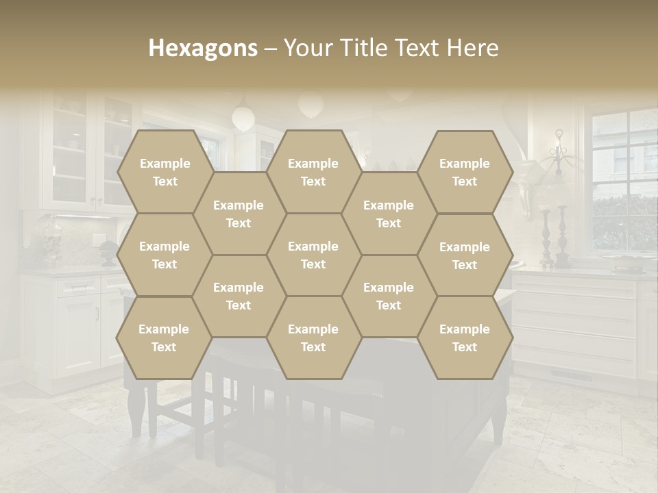 A Large Kitchen With A Center Island In The Middle Of It PowerPoint Template