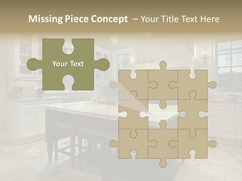 A Large Kitchen With A Center Island In The Middle Of It PowerPoint Template