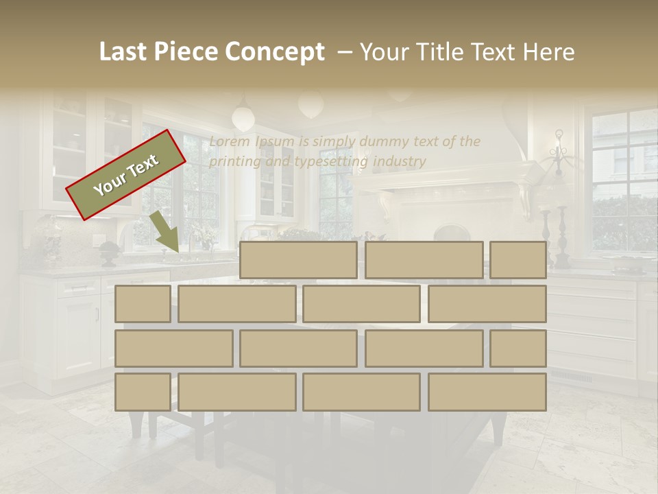 A Large Kitchen With A Center Island In The Middle Of It PowerPoint Template