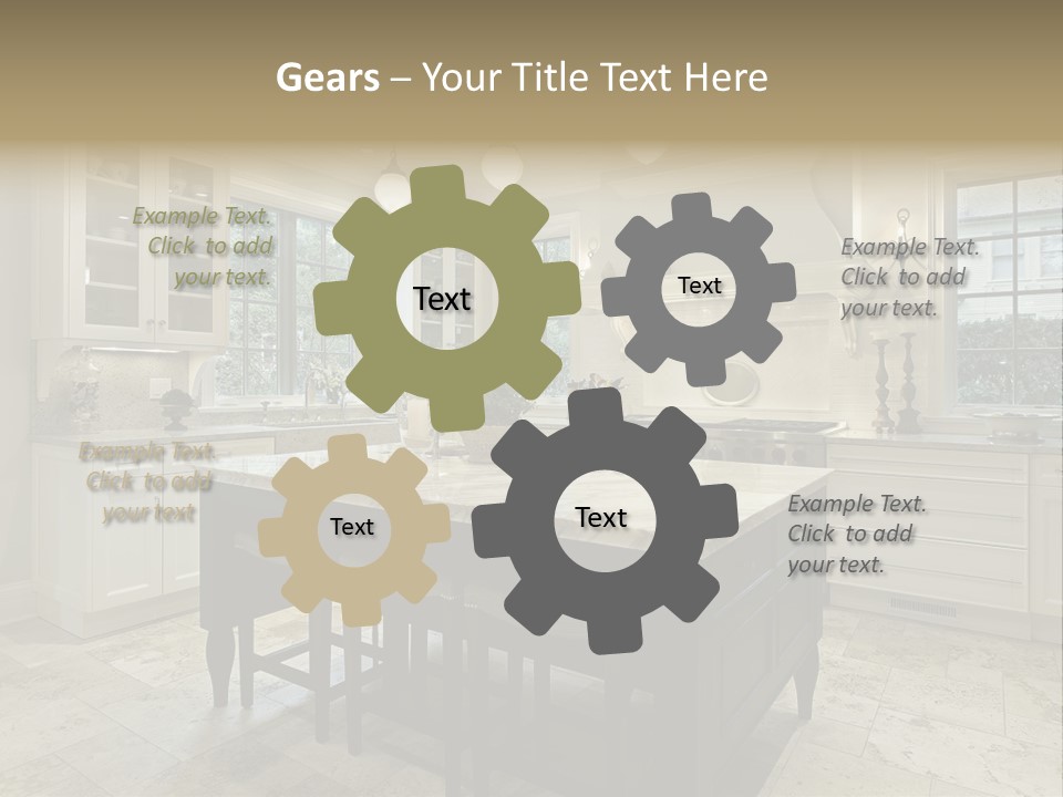 A Large Kitchen With A Center Island In The Middle Of It PowerPoint Template