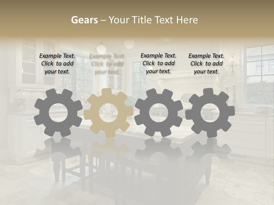 A Large Kitchen With A Center Island In The Middle Of It PowerPoint Template