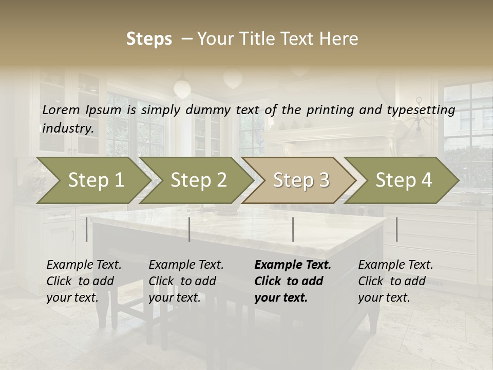 A Large Kitchen With A Center Island In The Middle Of It PowerPoint Template
