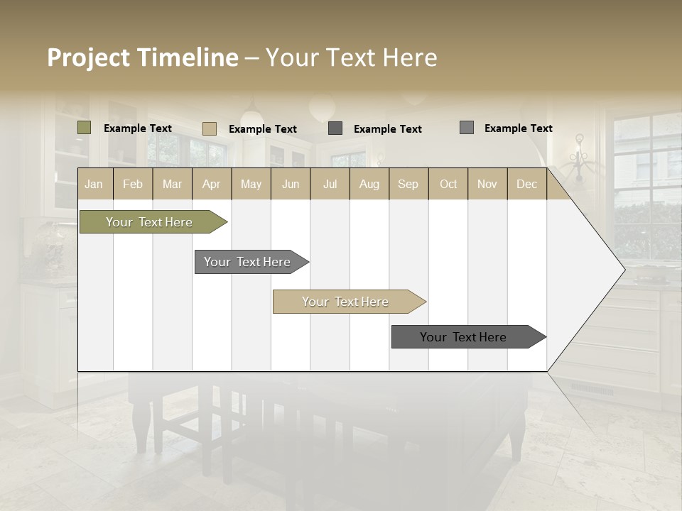 A Large Kitchen With A Center Island In The Middle Of It PowerPoint Template
