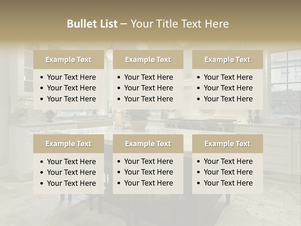 A Large Kitchen With A Center Island In The Middle Of It PowerPoint Template