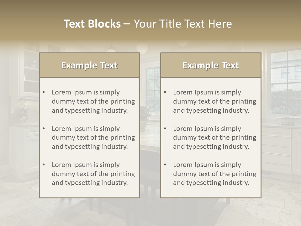 A Large Kitchen With A Center Island In The Middle Of It PowerPoint Template