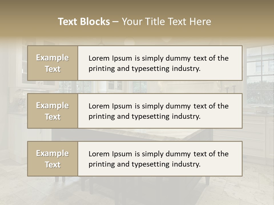 A Large Kitchen With A Center Island In The Middle Of It PowerPoint Template