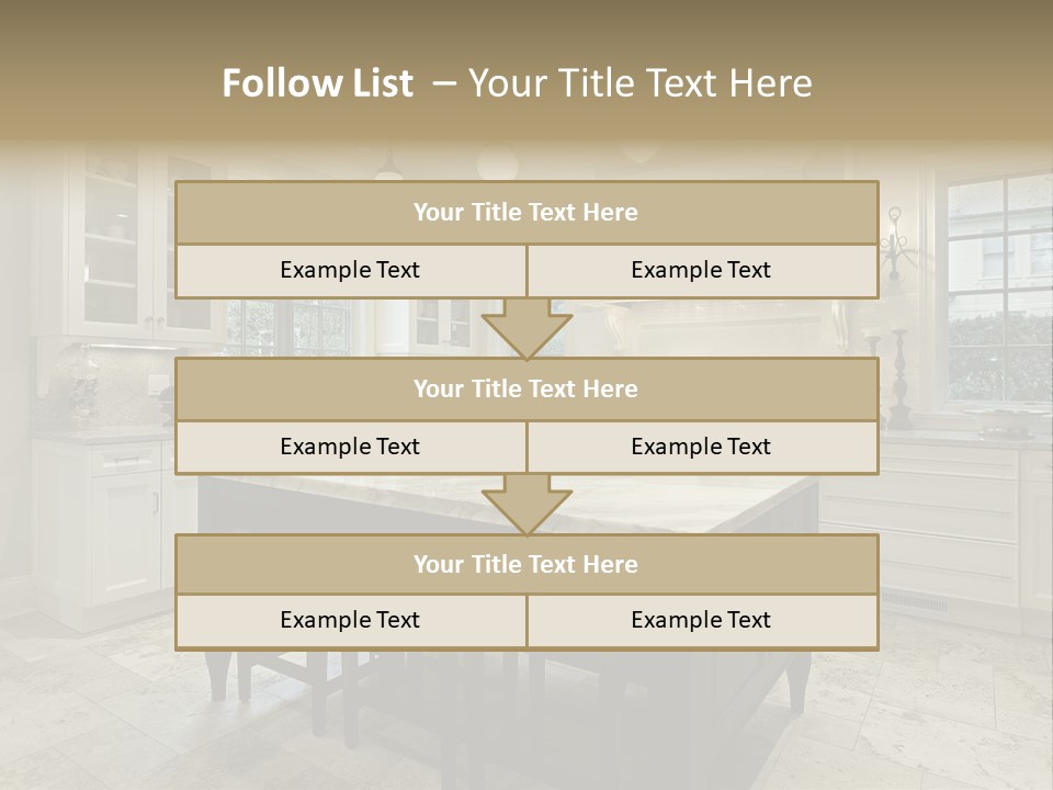 A Large Kitchen With A Center Island In The Middle Of It PowerPoint Template