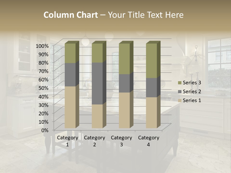 A Large Kitchen With A Center Island In The Middle Of It PowerPoint Template