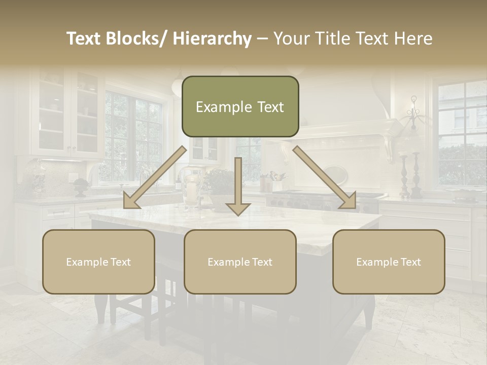A Large Kitchen With A Center Island In The Middle Of It PowerPoint Template