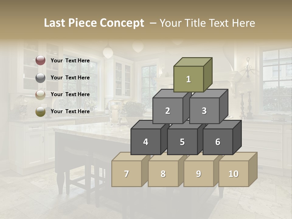 A Large Kitchen With A Center Island In The Middle Of It PowerPoint Template