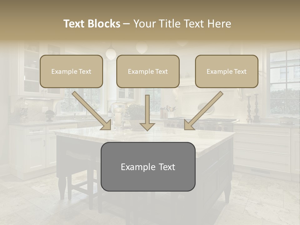A Large Kitchen With A Center Island In The Middle Of It PowerPoint Template