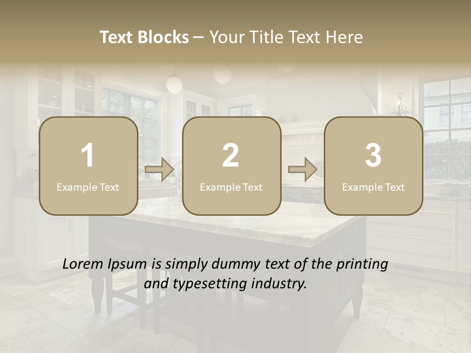A Large Kitchen With A Center Island In The Middle Of It PowerPoint Template