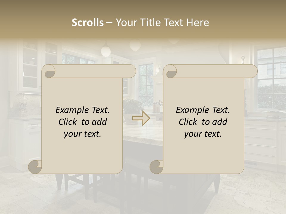 A Large Kitchen With A Center Island In The Middle Of It PowerPoint Template