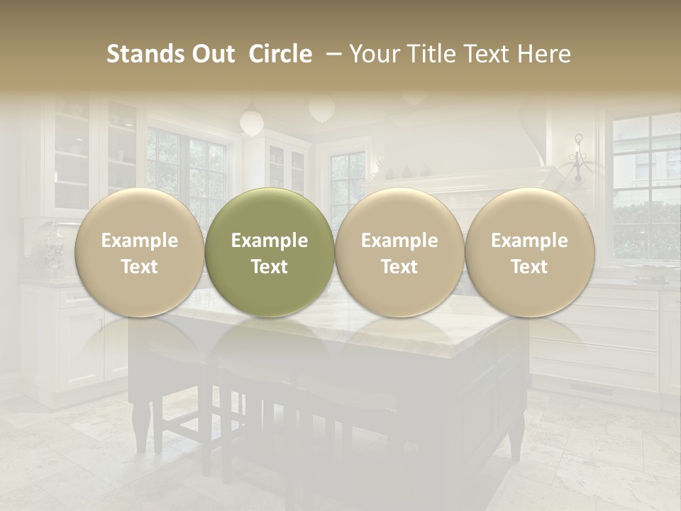 A Large Kitchen With A Center Island In The Middle Of It PowerPoint Template