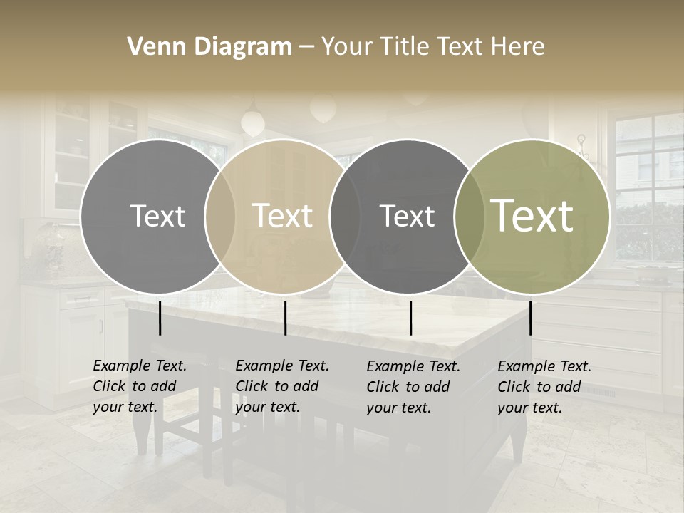 A Large Kitchen With A Center Island In The Middle Of It PowerPoint Template