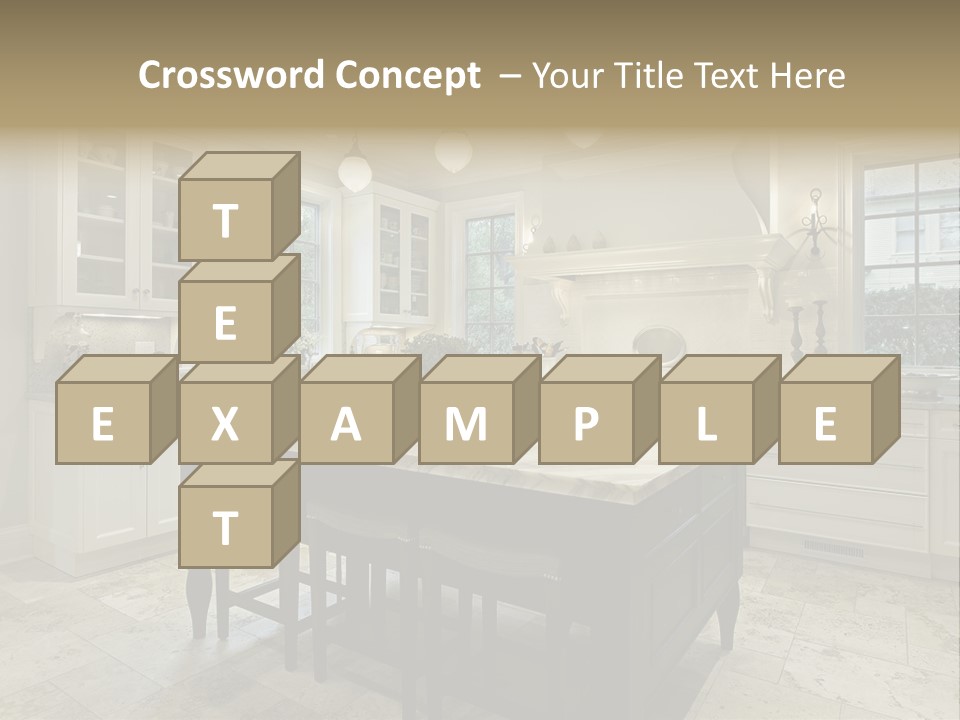 A Large Kitchen With A Center Island In The Middle Of It PowerPoint Template