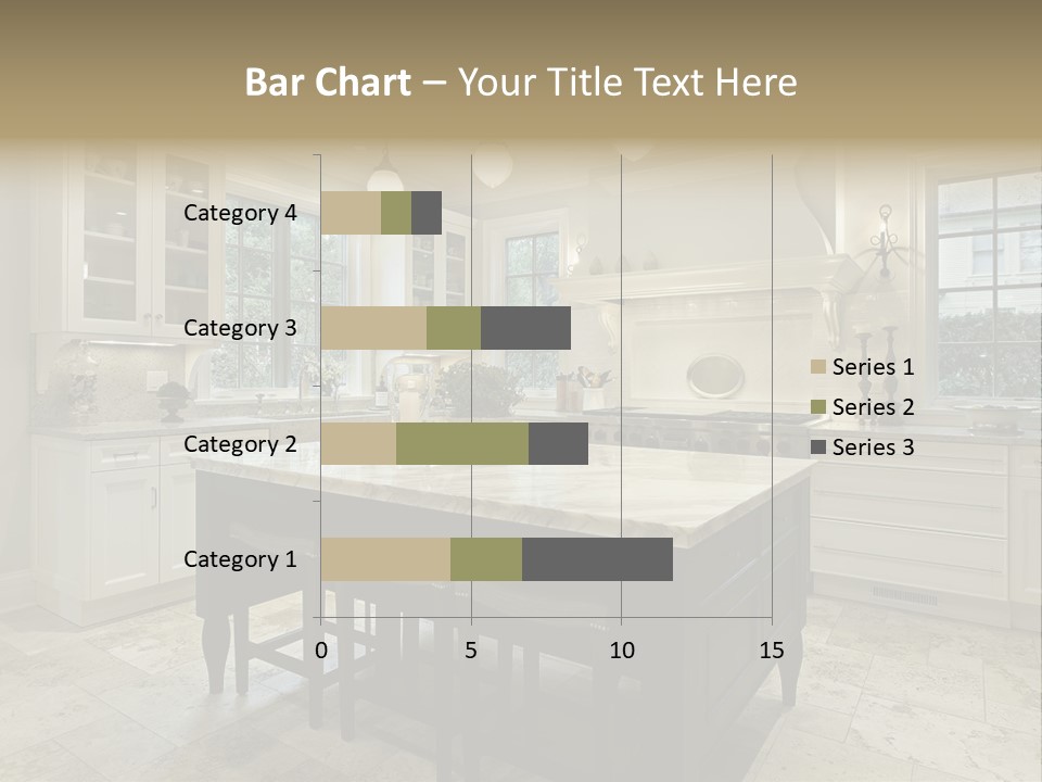 A Large Kitchen With A Center Island In The Middle Of It PowerPoint Template
