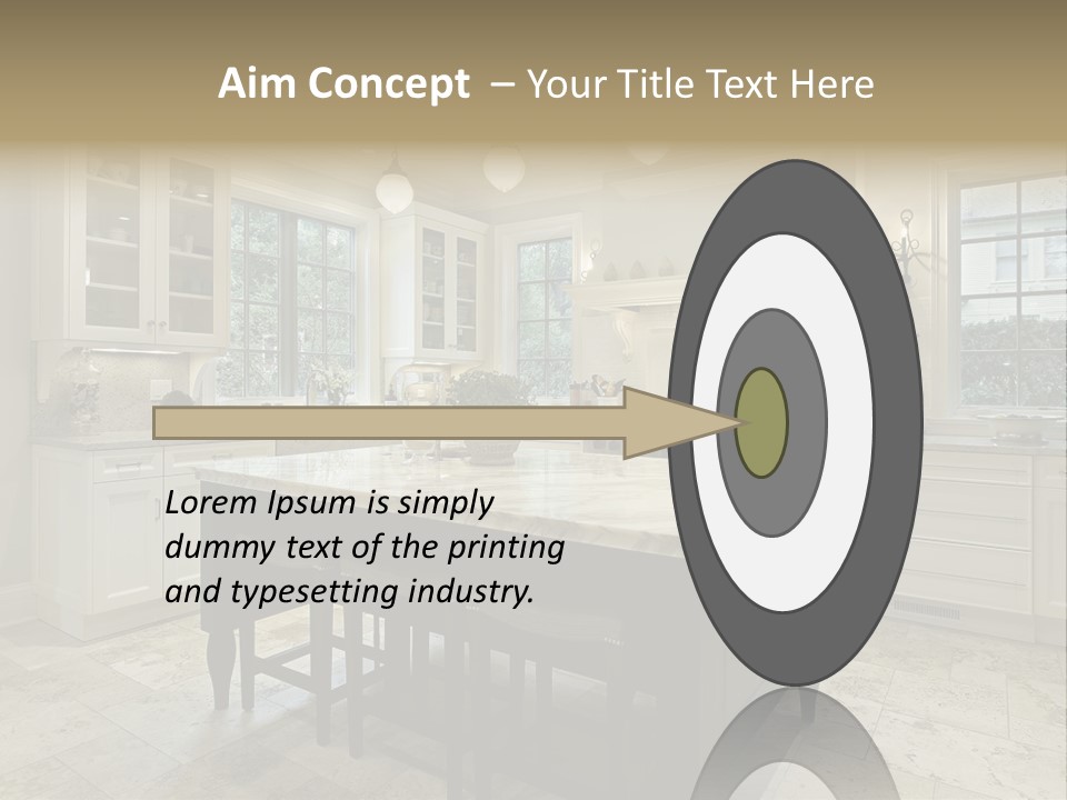 A Large Kitchen With A Center Island In The Middle Of It PowerPoint Template