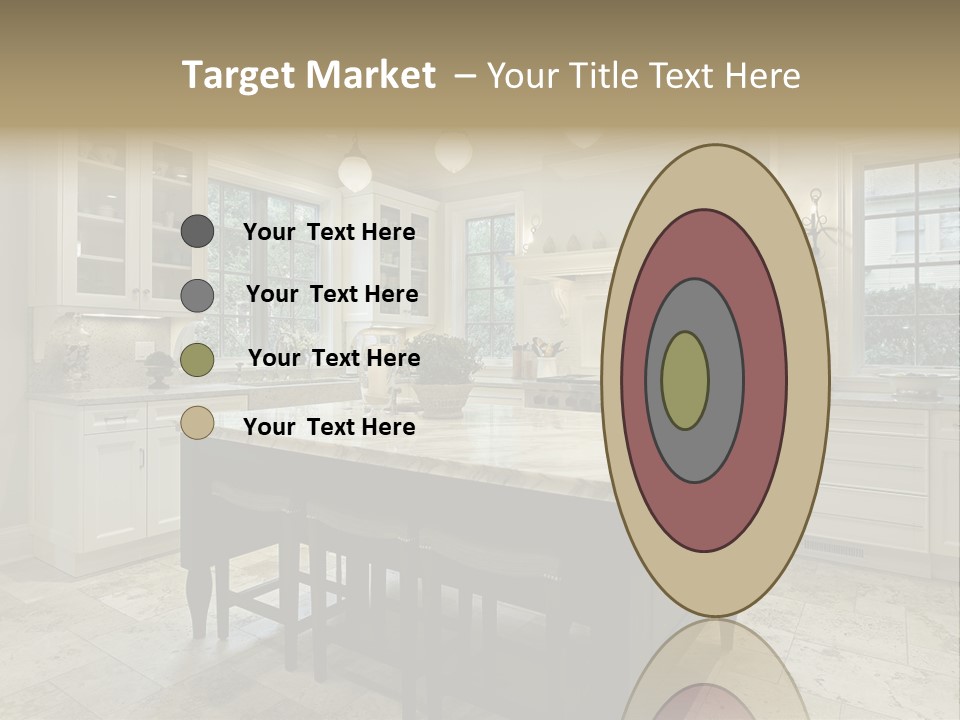 A Large Kitchen With A Center Island In The Middle Of It PowerPoint Template