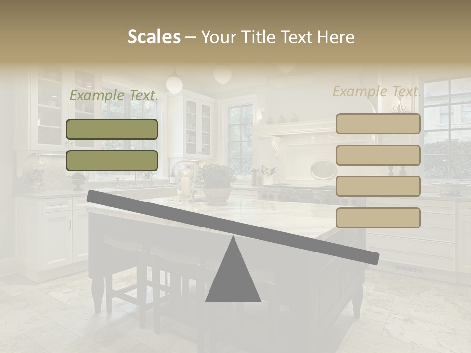 A Large Kitchen With A Center Island In The Middle Of It PowerPoint Template