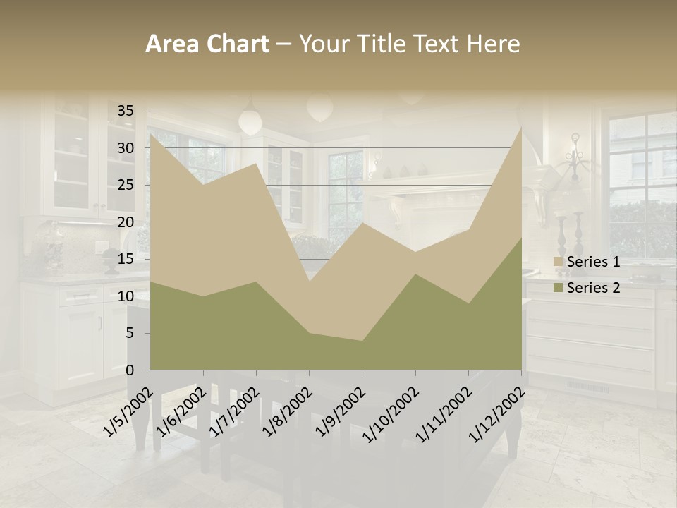 A Large Kitchen With A Center Island In The Middle Of It PowerPoint Template