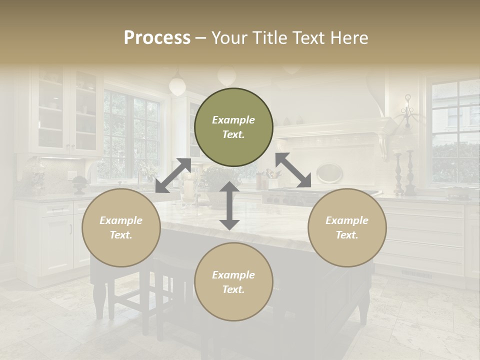 A Large Kitchen With A Center Island In The Middle Of It PowerPoint Template