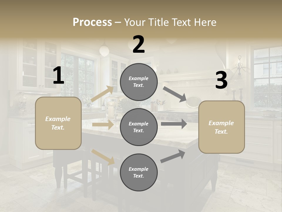 A Large Kitchen With A Center Island In The Middle Of It PowerPoint Template