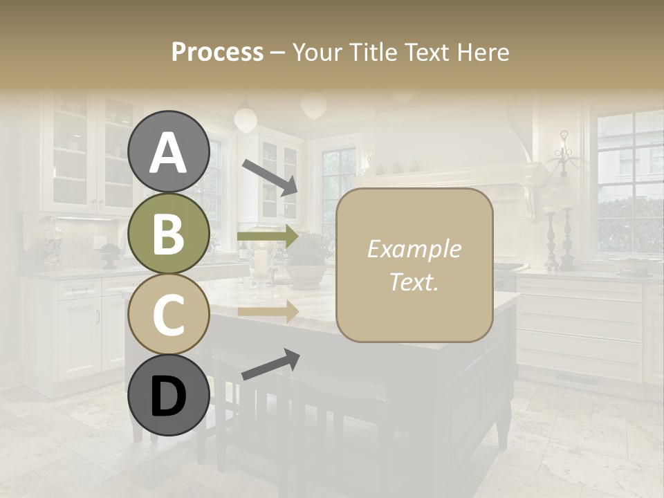 A Large Kitchen With A Center Island In The Middle Of It PowerPoint Template