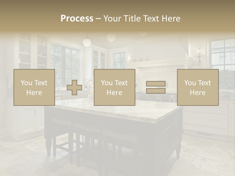 A Large Kitchen With A Center Island In The Middle Of It PowerPoint Template