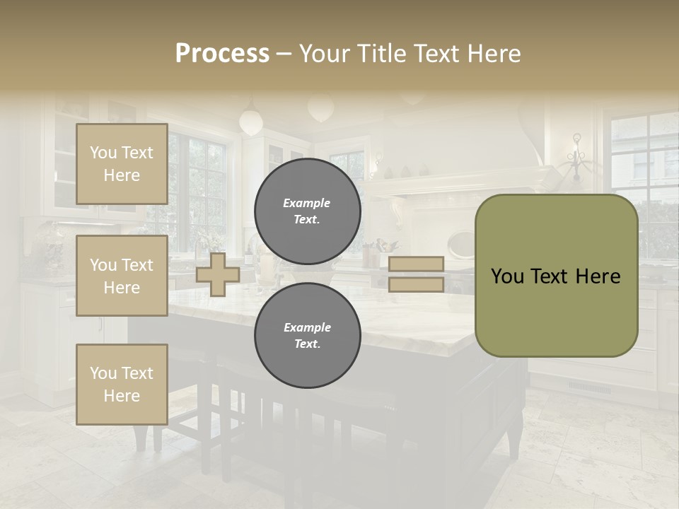 A Large Kitchen With A Center Island In The Middle Of It PowerPoint Template