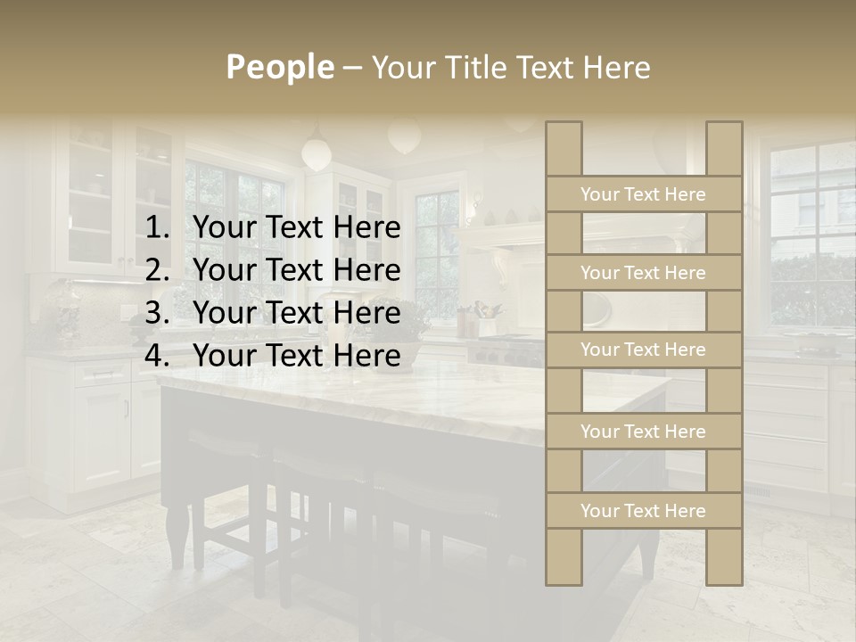 A Large Kitchen With A Center Island In The Middle Of It PowerPoint Template