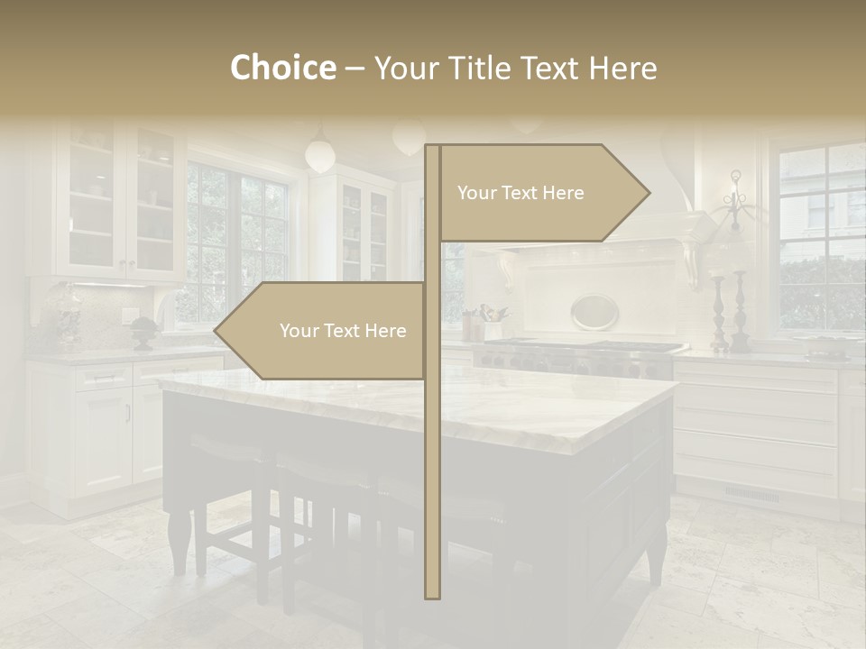 A Large Kitchen With A Center Island In The Middle Of It PowerPoint Template