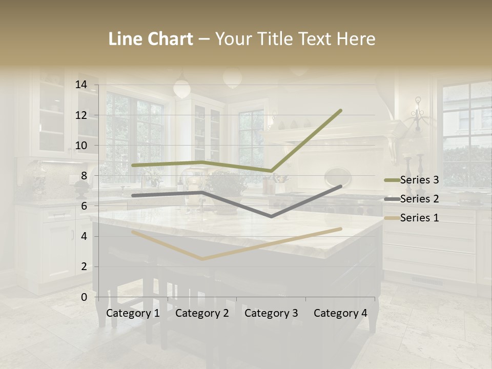 A Large Kitchen With A Center Island In The Middle Of It PowerPoint Template