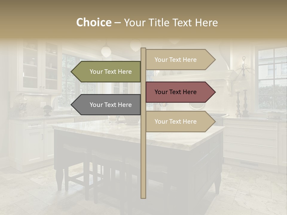 A Large Kitchen With A Center Island In The Middle Of It PowerPoint Template
