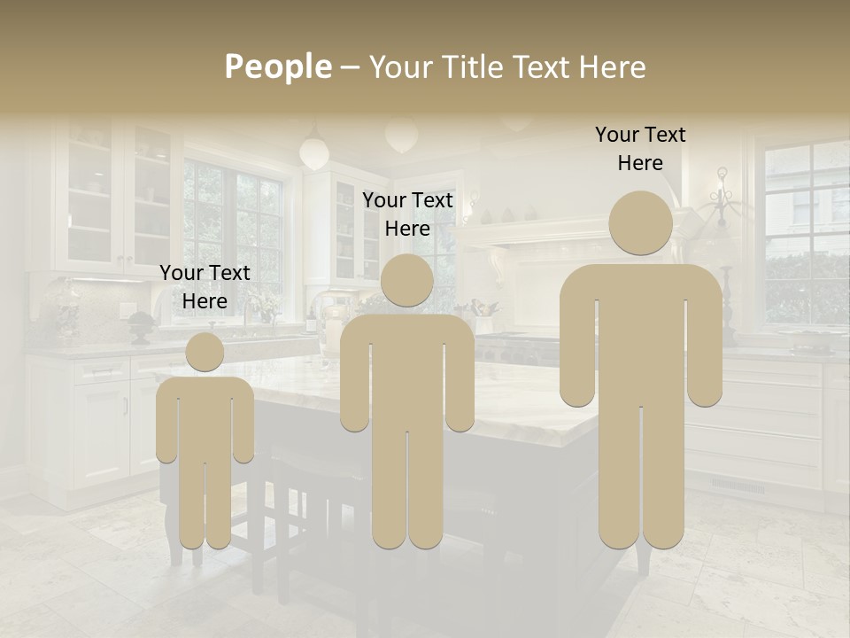 A Large Kitchen With A Center Island In The Middle Of It PowerPoint Template