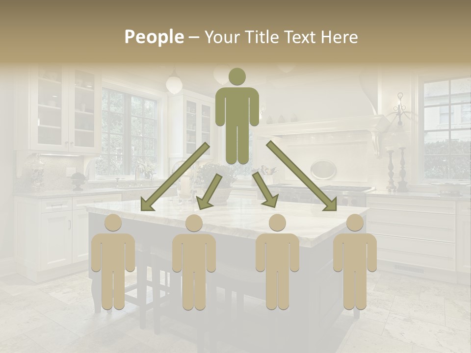 A Large Kitchen With A Center Island In The Middle Of It PowerPoint Template