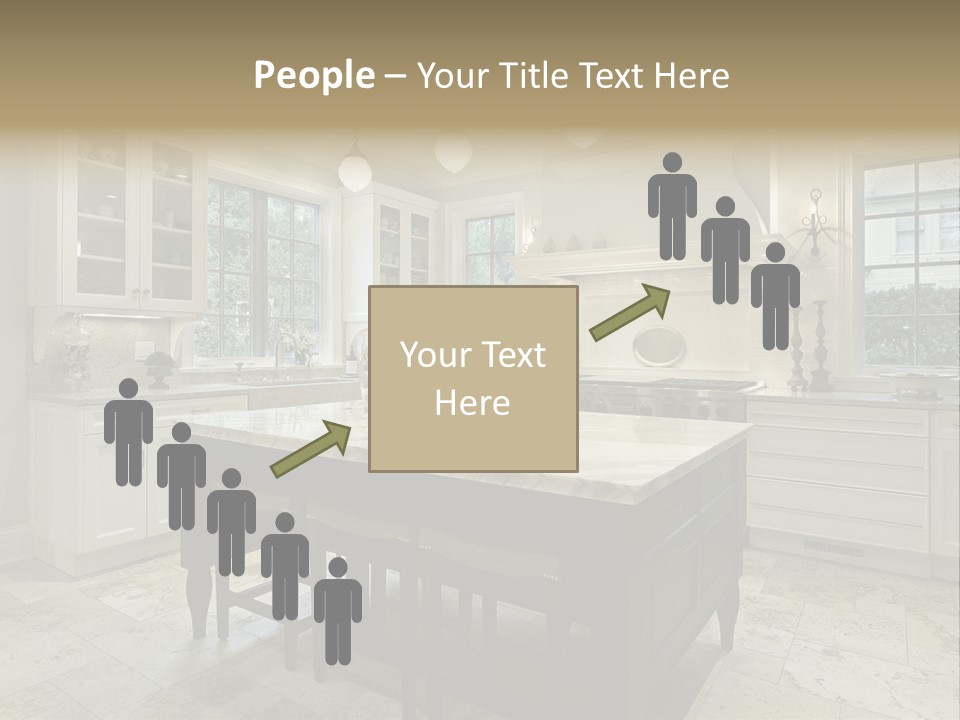 A Large Kitchen With A Center Island In The Middle Of It PowerPoint Template