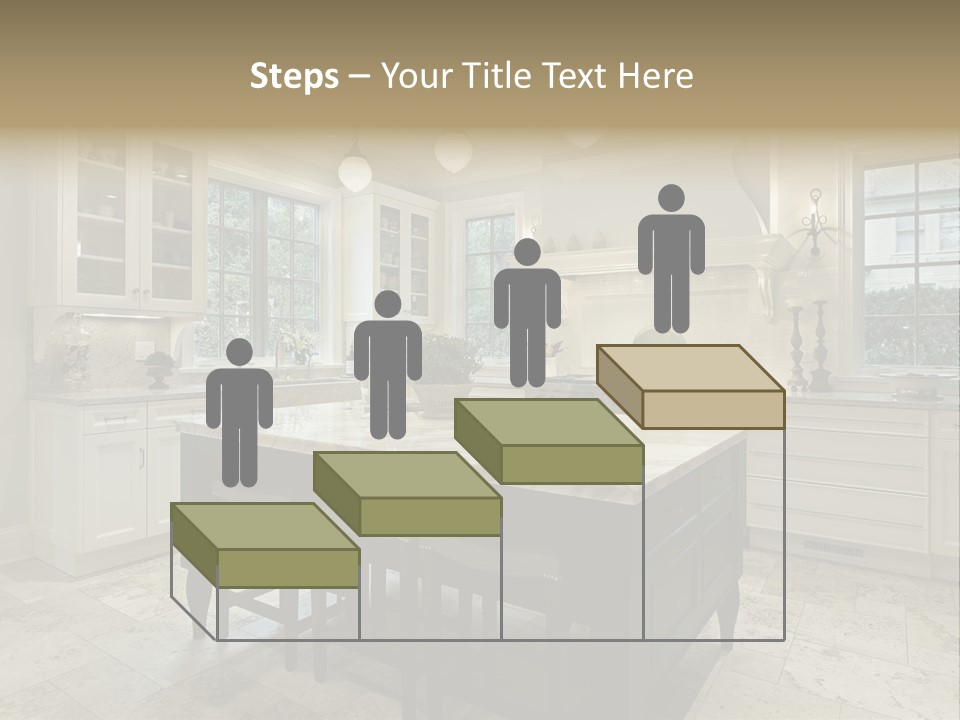 A Large Kitchen With A Center Island In The Middle Of It PowerPoint Template