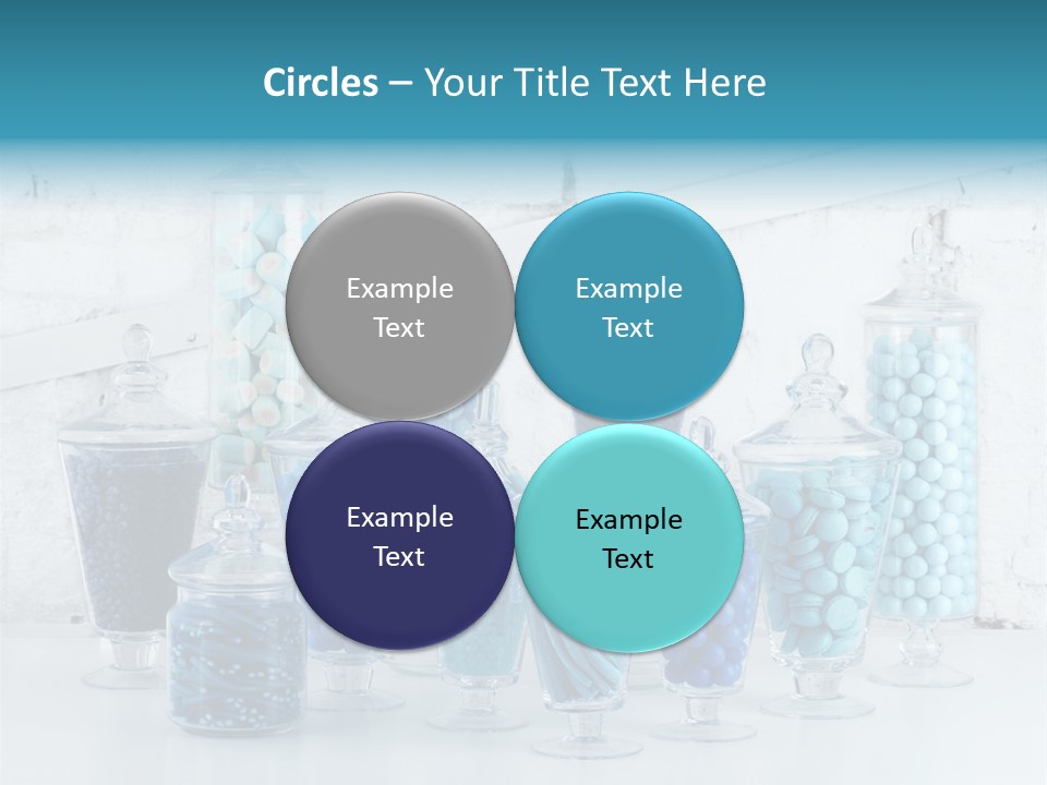 A Table Topped With Lots Of Blue And White Candy PowerPoint Template